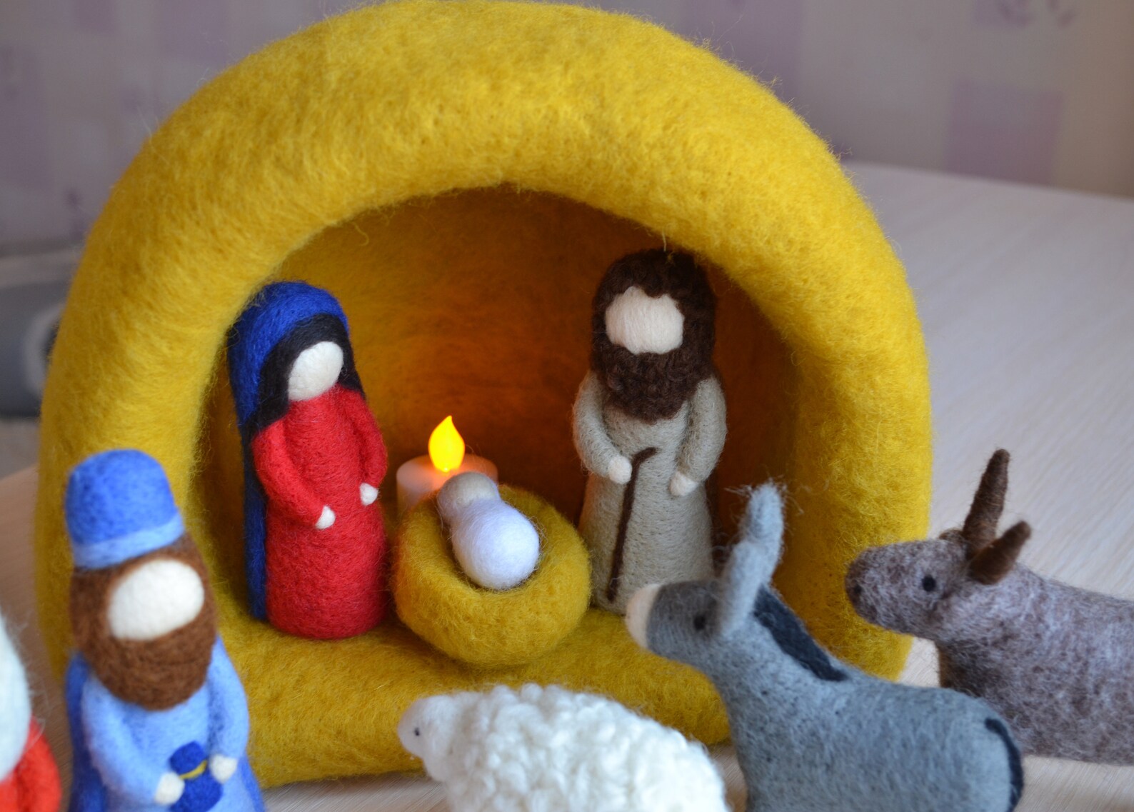 Needle felted nativity set Nativity scene Kids Nativity Set Etsy