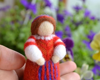 Girl in folk costume Doll unique amulet in a dress with an apron