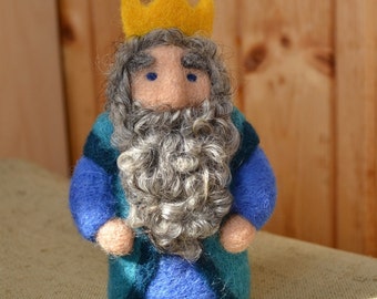 Felt Gnome King Figurine: Handmade Wool Waldorf Gnome