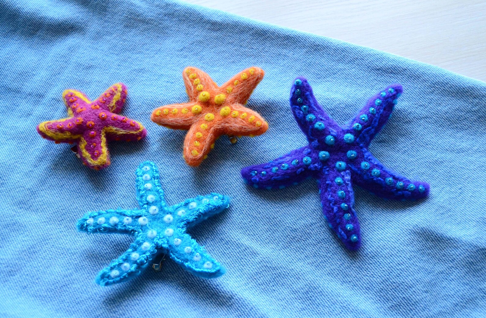 Needle felt starfish brooch Etsy