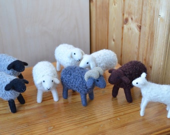 Needle Felted Sheep Figurine, Wool Animal Toy