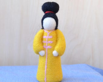 Girl in Chinese yellow dress