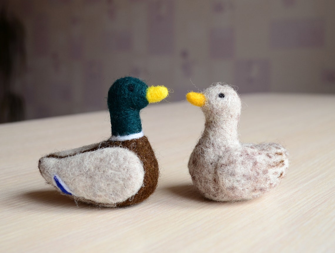 Felted Duck Drake Ducklings Handmade Felt Birds Nest and Egg Etsy