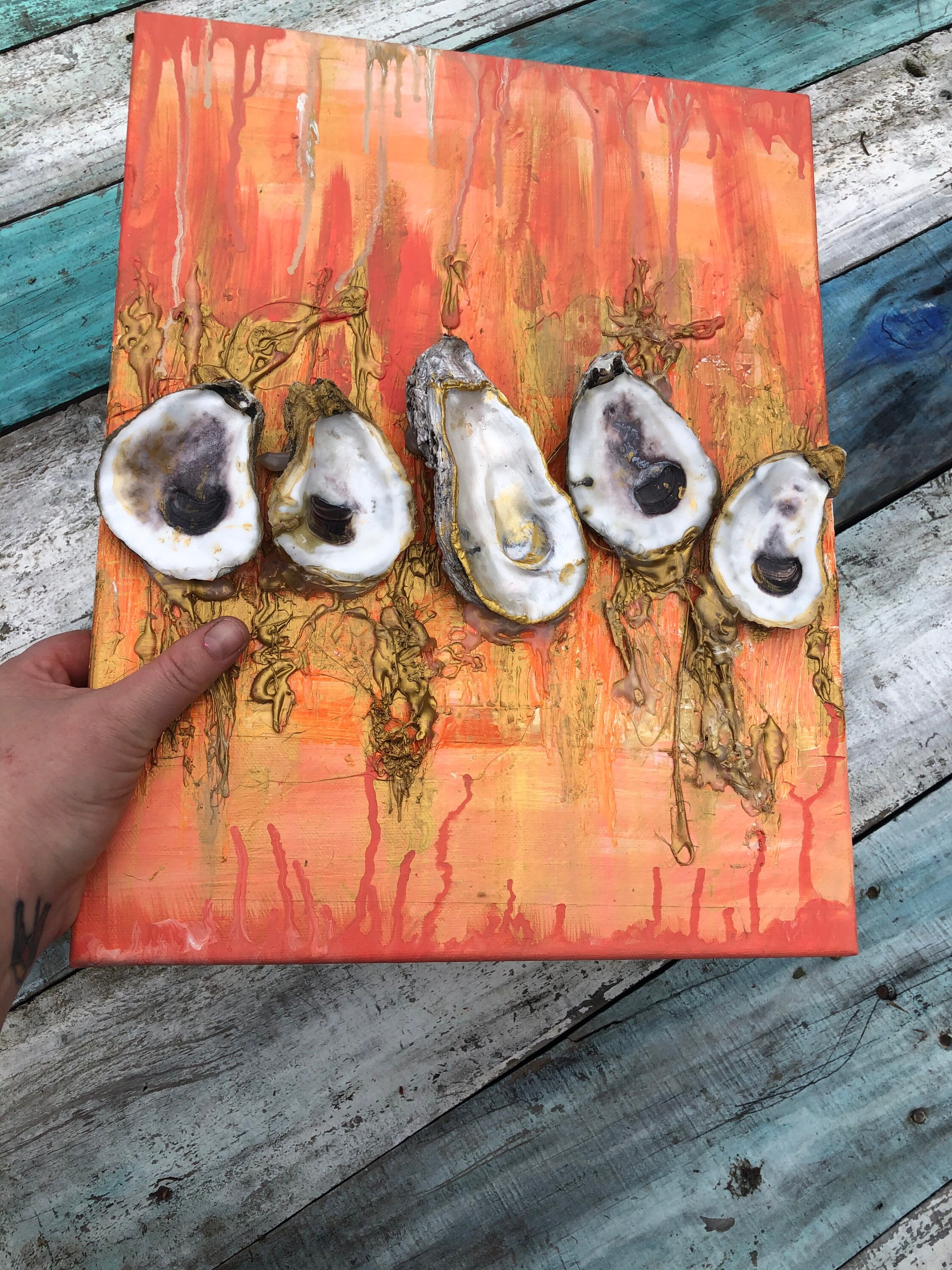 Oyster Painting New Orleans Oyster Painting Pink and Gold Etsy