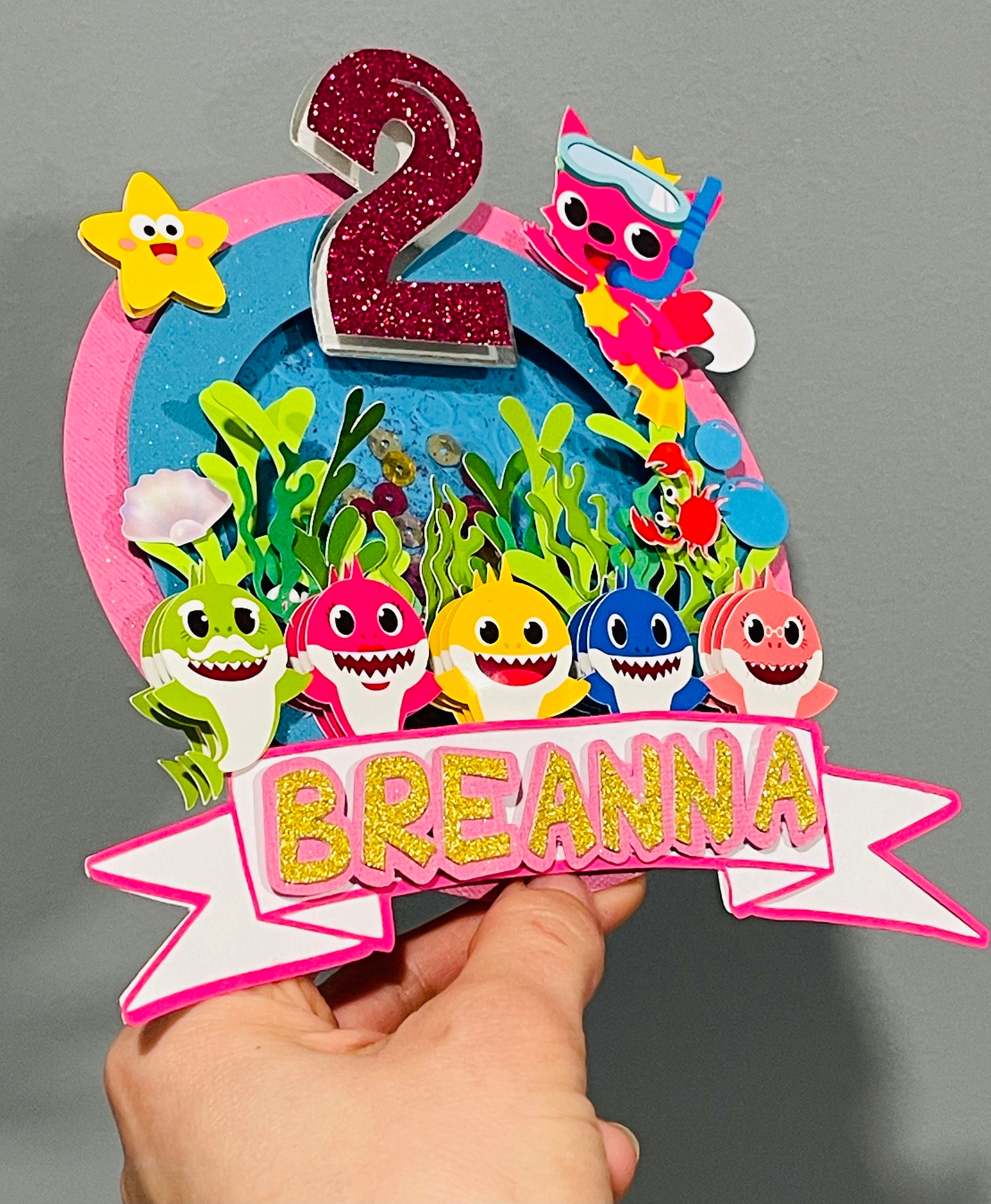 Custom baby Shark cake topper/baby shark birthday girl/baby | Etsy