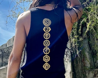Camiseta sin mangas Chakra para hombre, estilo boho, ideal para festivales y meditación espiritual.