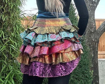 Bustle Skirt, Burning Man Clothing, Wrap skirt, Womens Costume Skirt, Festival Bustle Skirt, Pixie Skirt, Hippie Skirt, Tribal skirt