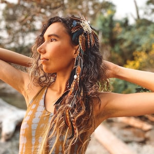 Boho Long Feather Hair Clip Feather Hair Piece Natural Feather Clip Festival Hippie Hair Accessory Statement Hair Clip