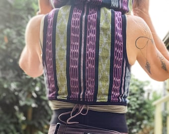 Rosa Ikat Kapuzenweste Boho Festival Womens Cropped Hippie Weste Einstellbar Handgemacht Einzigartiges Top