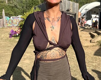 Black Fairy Sleeve Shrug Boho Festival Yoga Top