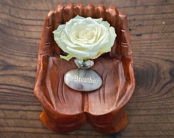 Ciotola per offerte di mani curative, mani in legno, regalo spirituale, decorazione hippie, ciotola per gioielli, porta gioielli fatto a mano, decorazione per la casa intagliata a mano
