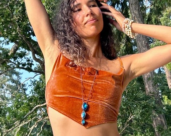 Velvet Crop Top Boho Crop top Bohemian Crop top Festival top Hippie top Boho Womens top, Yoga bra top, Stretch velvet top, Goddess top