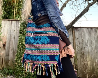 Blue Hippie Bag Boho Bag Ikat Purse Sling Bag Boho Tote Bag Ethnic Bag, Unisex Bag, Unique Bag, Shoulder or Cross Body Bag,Bohemian Bag