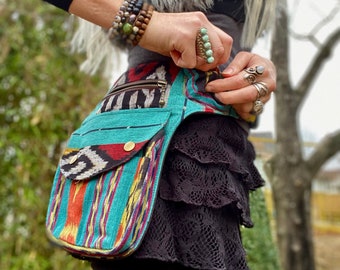 Multicolour Ikat Utility Belt Bag Handmade Festival Fanny Pack Crossbody Waist Bag Boho Hippie Unisex Bohemian Accessories Bum Bag