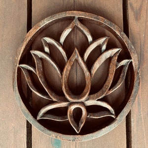 Lotus Wandkunst, Heilige Geometrie Wandkunst, Lotus Dekor, Boho Wohnkultur, Heilige Symbol Kunst, Boho Wanddekoration, handgeschnitztes Holz