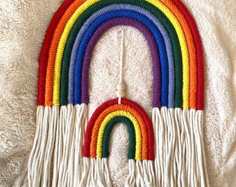 Large Macrame Rainbow Wall Hanging Boho Nursery Decor