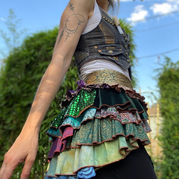 Bustle Skirt, Burning Man Clothing, Wrap skirt, Womens Costume Skirt, Festival Bustle Skirt, Pixie Skirt, Hippie Skirt, Tribal skirt