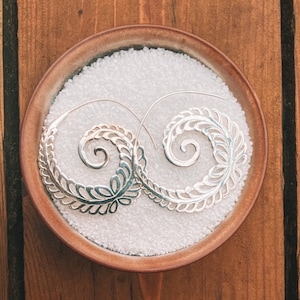 Silver Plated Spiral Hoop Earrings: Handmade Boho Dangle Earrings