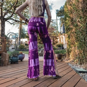 Mens Purple Patchwork Pants Cotton Hippie Boho Comfy Unisex Winter Bohemian  Fun