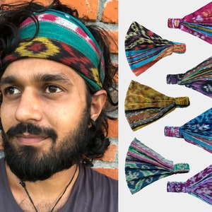Hippie Headband /Pick a Colour / Wide yoga headband / Womens Headband / Multipurpose Face Mask /Boho Cotton Bandana / Mens Headband