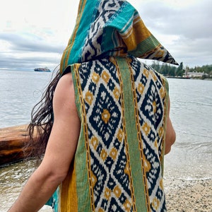 Men&#39;s Blue Vest, Men&#39;s Hooded Vest, Boho vest, Festival vest, Mens Waistcoat, Mens Festival vest, Festival Clothing Men, Hippie vest,
