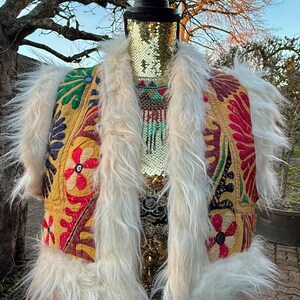 Unique artisan vest, hand-dyed fabrics with handcrafted embroidered details