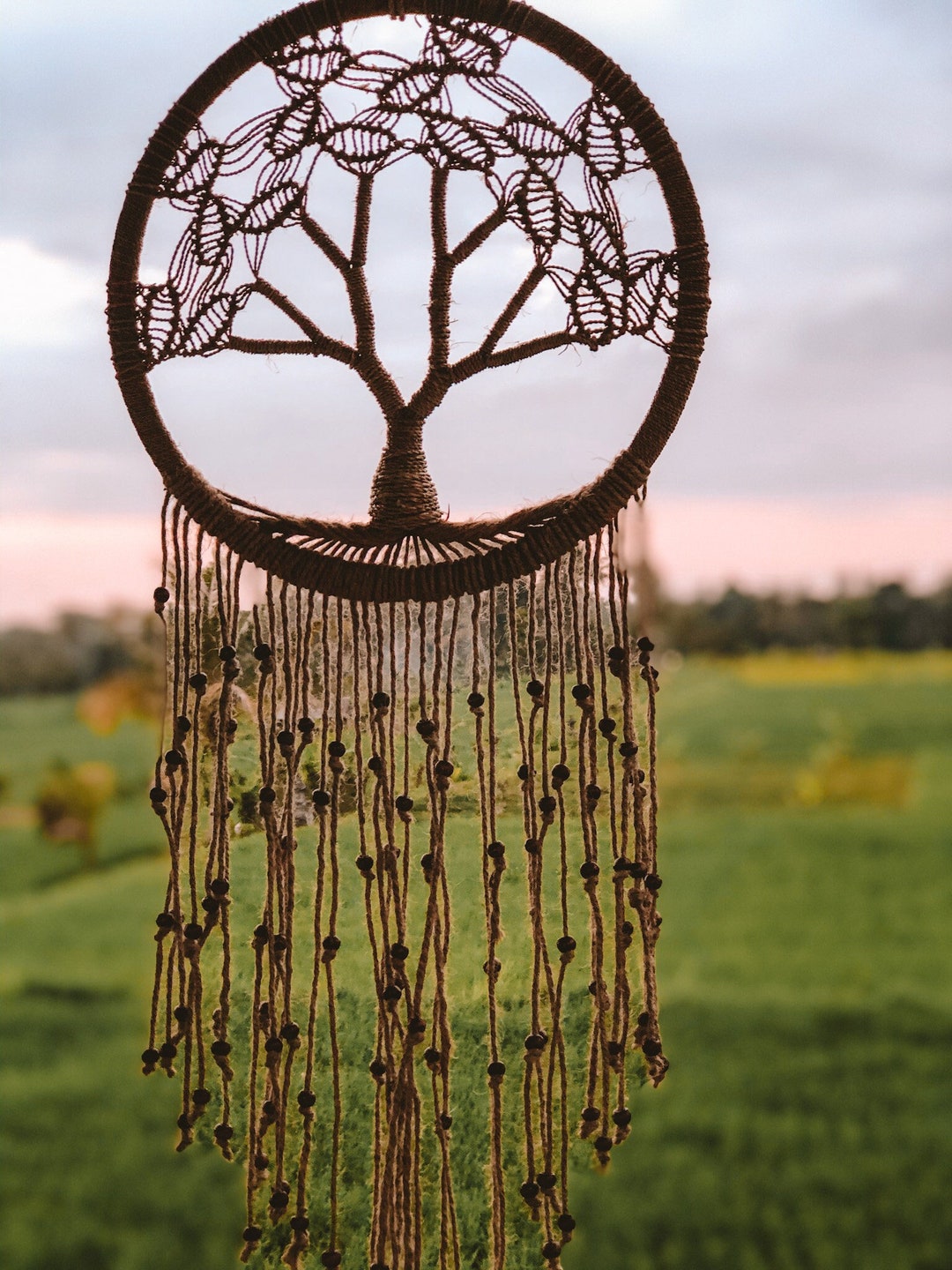 Boho Tree of Life Dream Catcher, Jute Tree of Life Wall Hanging