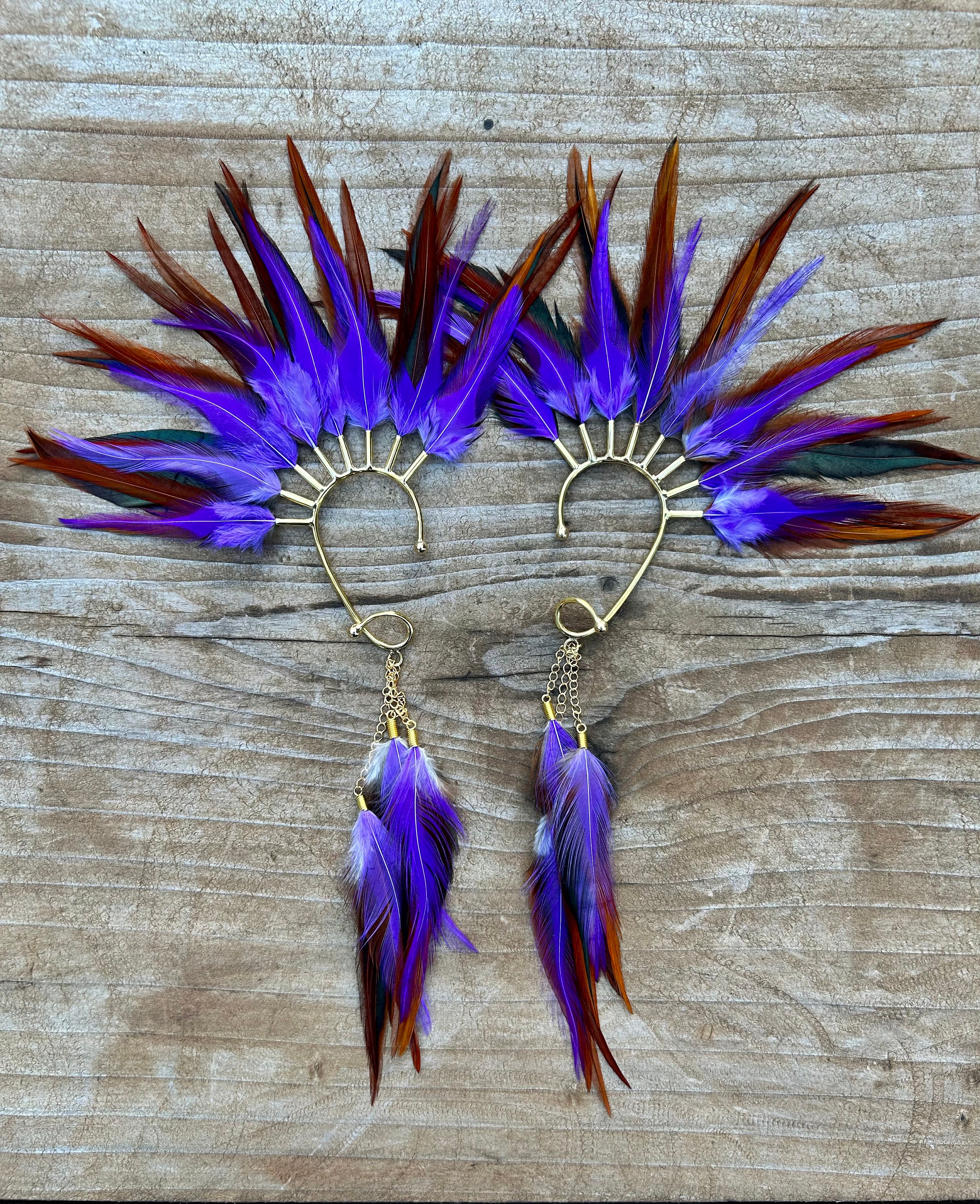Boucles D'oreilles Longues à Plumes Fluo - Couleurs Exotiques Tendance, Neuves Avec étiquettes