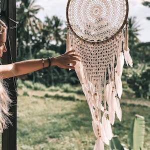 Large White Boho Dream catcher, Handmade Wall Hangings, Bohemian Bedroom, Nursery Wall Decor, Teen Girls Bedroom Decor, Dreamcatcher Decor image 7