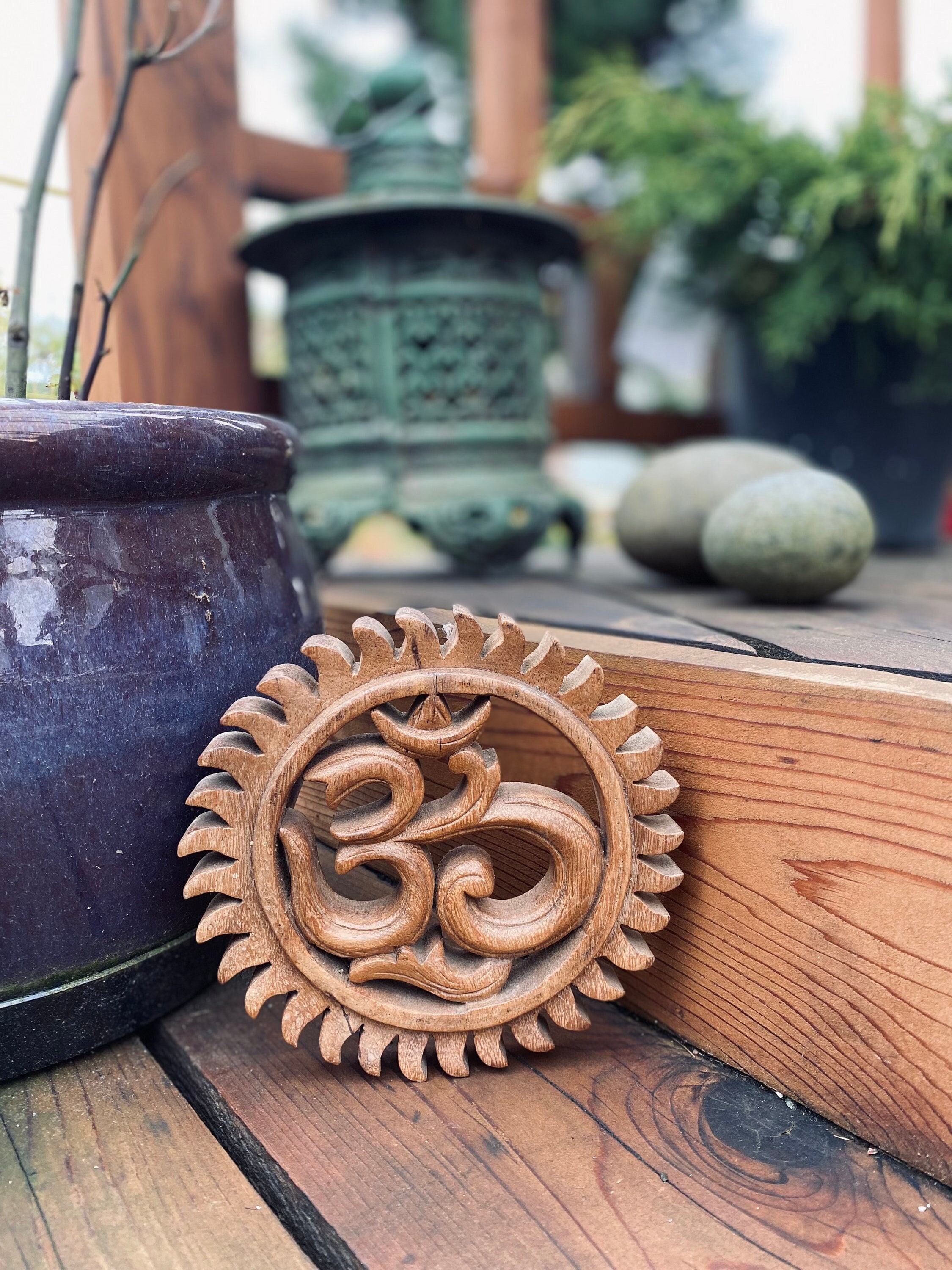 Hand Carved Wood Om Symbol: Balinese Boho Wall Art - Etsy
