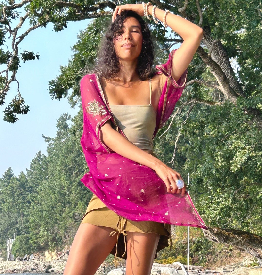 Red Boho Light Kimono Sustainable Kimono Robe Festival Cover Etsy