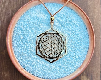 Flower of Life Lotus Necklace, Yoga pendant, Sacred geometry necklace, Flower of Life pendant,Mindfulness gift, Sacred Jewelry,Yoga necklace