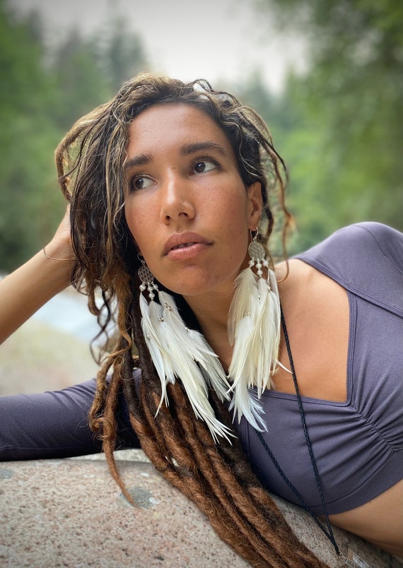 White Feather Earring Boho Feather Earrings Long Feather Earrings Natural Feather Earrings Feather Drop Earrings Boho Chic Earrings Etsy Canada