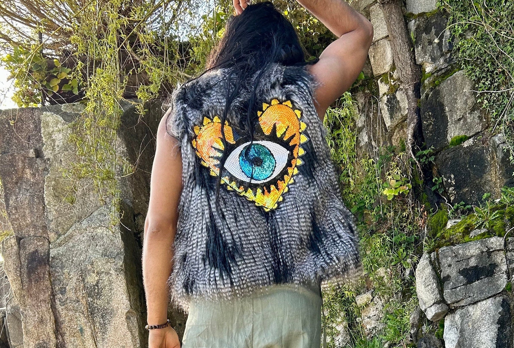 （新品）OPEN SESAME CLUB tulle fur vest 新品）OPEN SESAME CLUB tulle fur vest