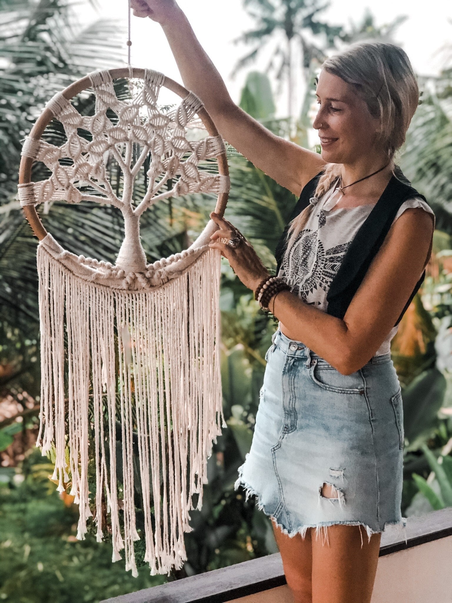 Purple Acchiappasogni Decorazione Della Parete,Albero Della Vita Pietra Di Cristallo Appeso A Parete Acchiappasogni Per Ragazze Ragazzi Camera Da Letto Dormitorio Boho Ornamento Artigianale