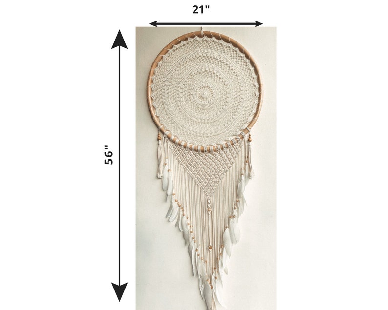 Large White Boho Dream catcher, Handmade Wall Hangings, Bohemian Bedroom, Nursery Wall Decor, Teen Girls Bedroom Decor, Dreamcatcher Decor image 10