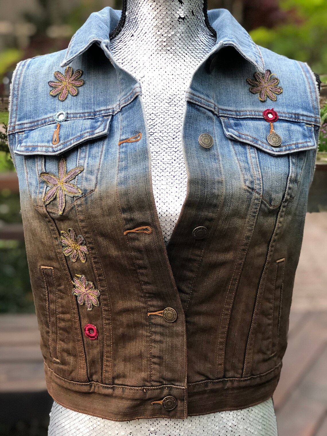 Denim Vest Embellished Denim Vest Embellished Jean Vest Etsy