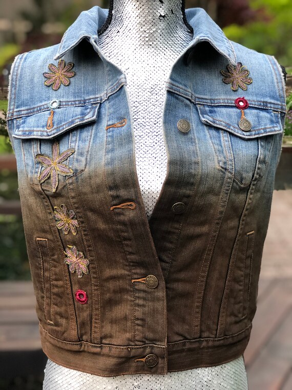 Denim Vest Embellished Denim Vest 