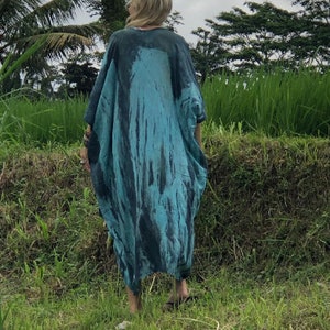 Robe kimono longue turquoise unisexe Festival Boho Resort Wear Robe de plage homme femme Boho Vêtements mode durable image 7