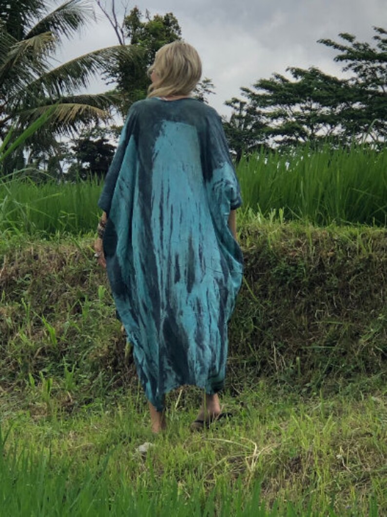 Robe kimono longue turquoise unisexe Festival Boho Resort Wear Robe de plage homme femme Boho Vêtements mode durable image 7