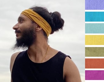 Wide Yoga Headband  Pick a Color  Cotton Headband  Hiking Headband  Hippie Headband  Unisex Headband - Neck Gaiter - Bandana Headband