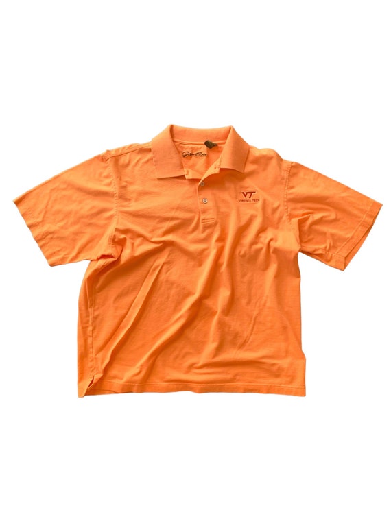 Vintage 90's VIRGINA TECH HOKIES Orange Polo Shir… - image 1