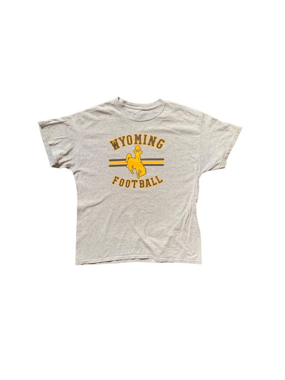 Vintage UNIVERSITY OF WYOMING Football Gray T-Shir