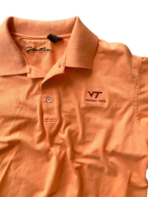 Vintage 90's VIRGINA TECH HOKIES Orange Polo Shir… - image 2