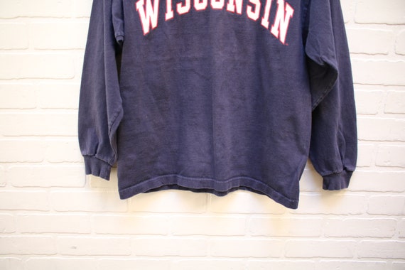 Vintage 90's WISCONSIN BADGERS Navy Long Sleeve T… - image 2