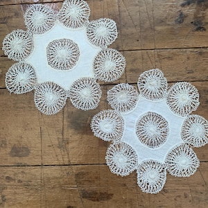 Two (2) Antique Heirloom Tenerife Lace Round Lace Doilie Doily Free Shipping