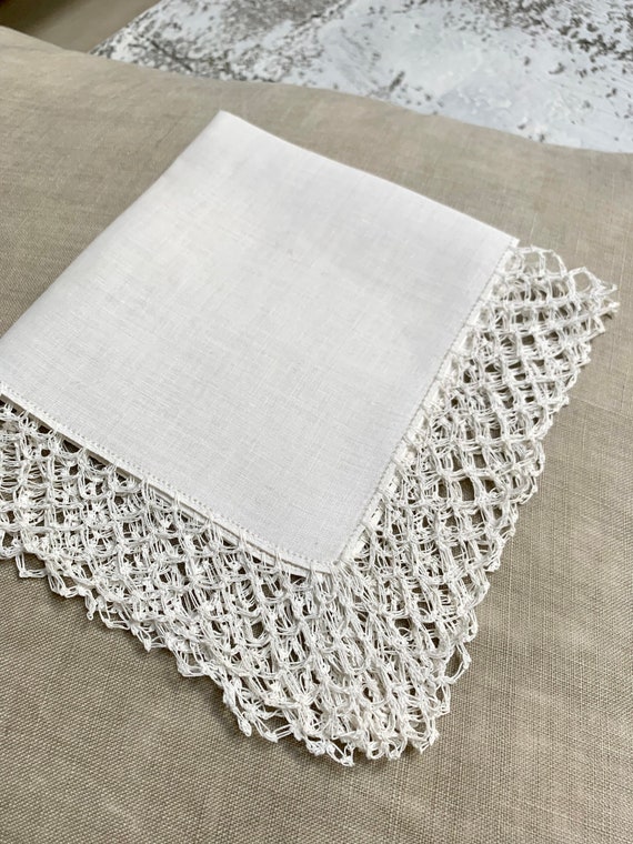 Antique Fine Linen Heirloom Tatted Lace Bridal Han