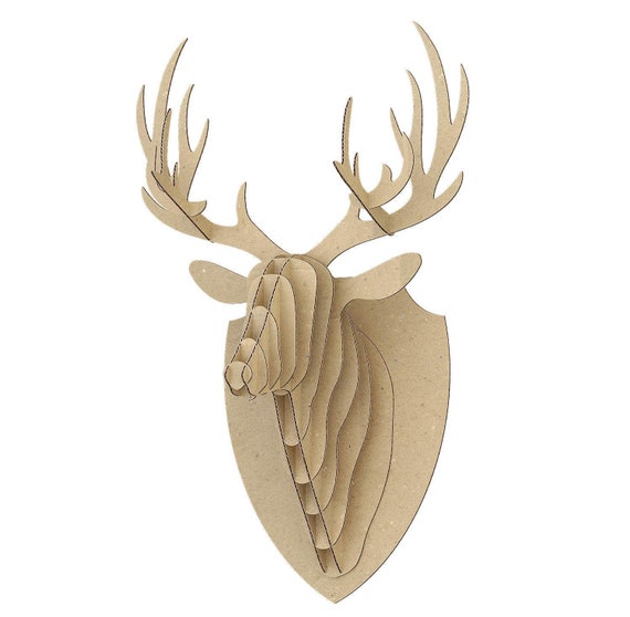 Laser Cut Stag Head Animal Trophy 3D Wall Art Kit 