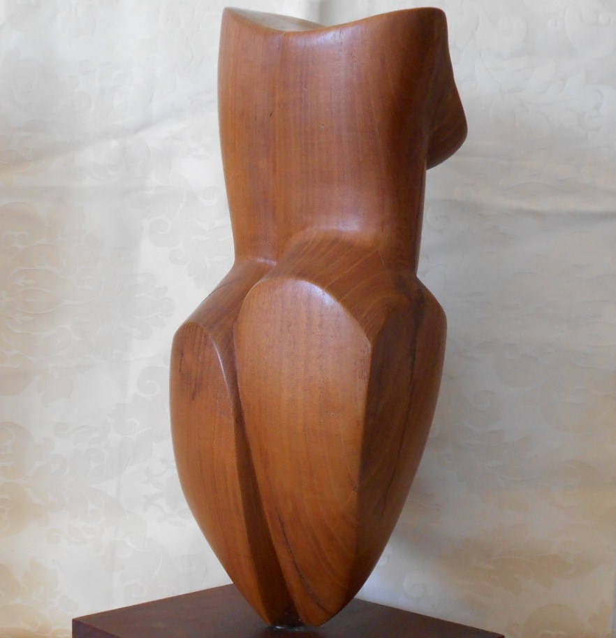 Vintage Wood Sculpture, X-Large - 1) 16”w x 21.25”h