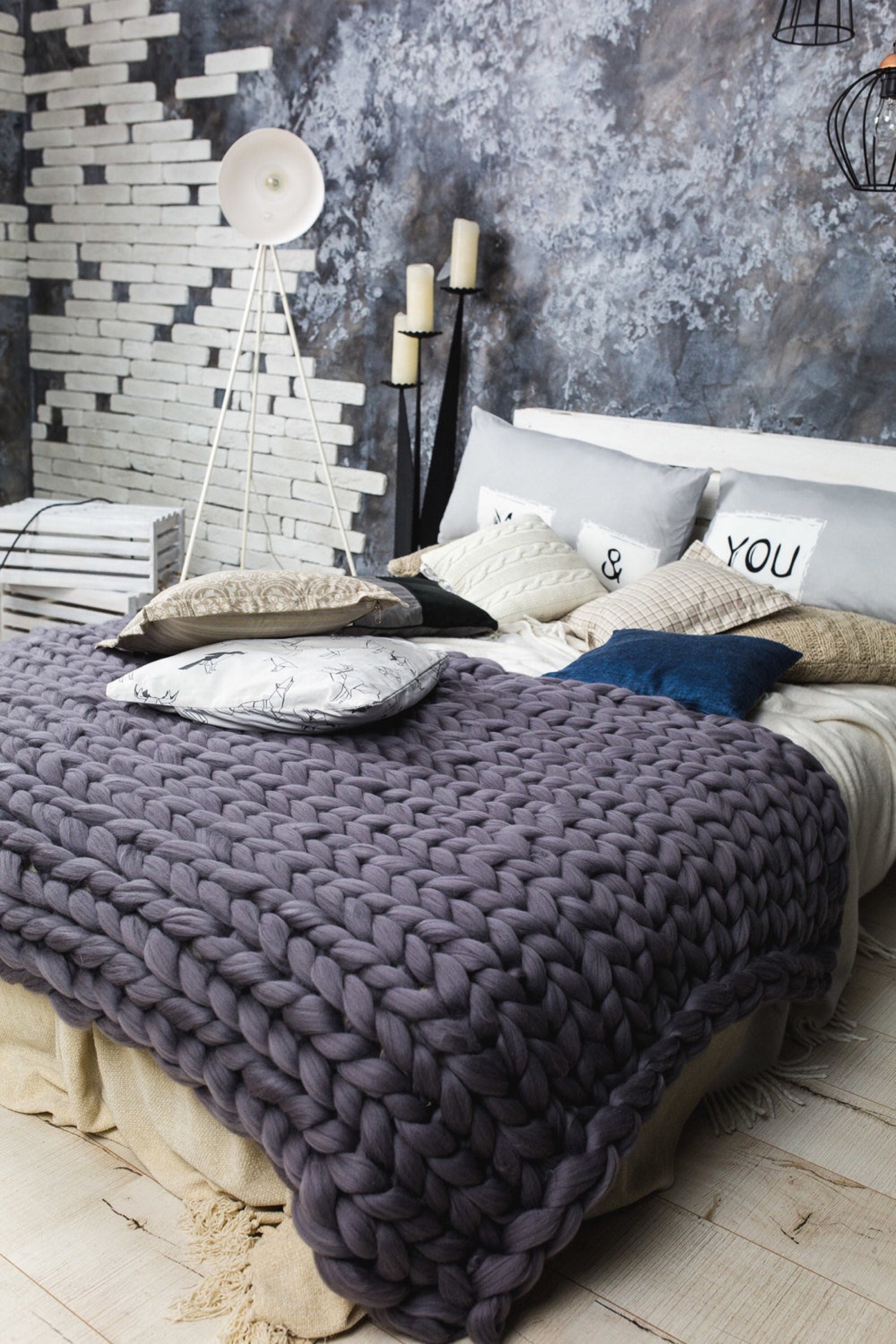 Chunky Knit Blanket. Merino Wool Yarn Blanket. Knit Blanket. Etsy